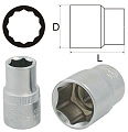 Головка 15мм 1/2" 12-гранная сатиновая