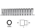 Набор головок глубоких 15 предметов 10-32мм (1/2") 6-гр. на планке